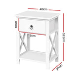 Artiss Bedside Table 1 Drawer with Shelf x2 - EMMA White