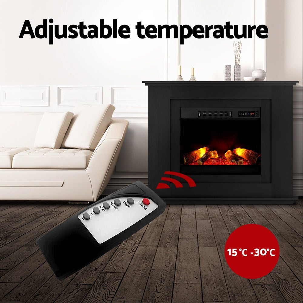 Devanti Electric Fireplace Fire Heater 2000W Black