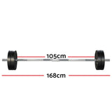 Everfit 48kg Barbell Set Weight Plates Bar Lifting Bench 168cm