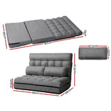 Artiss Lounge Sofa Bed 2-seater Grey Fabric