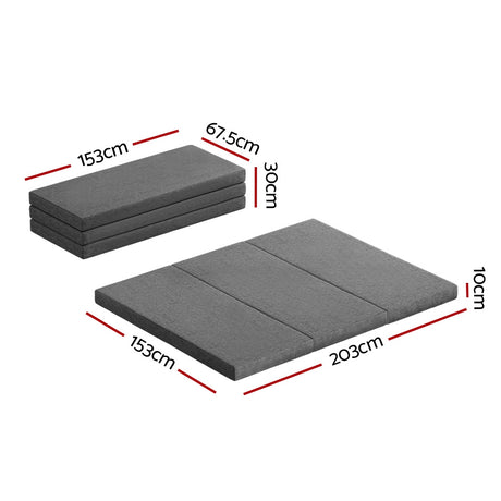 Giselle Bedding Foldable Mattress Folding Foam Queen Grey