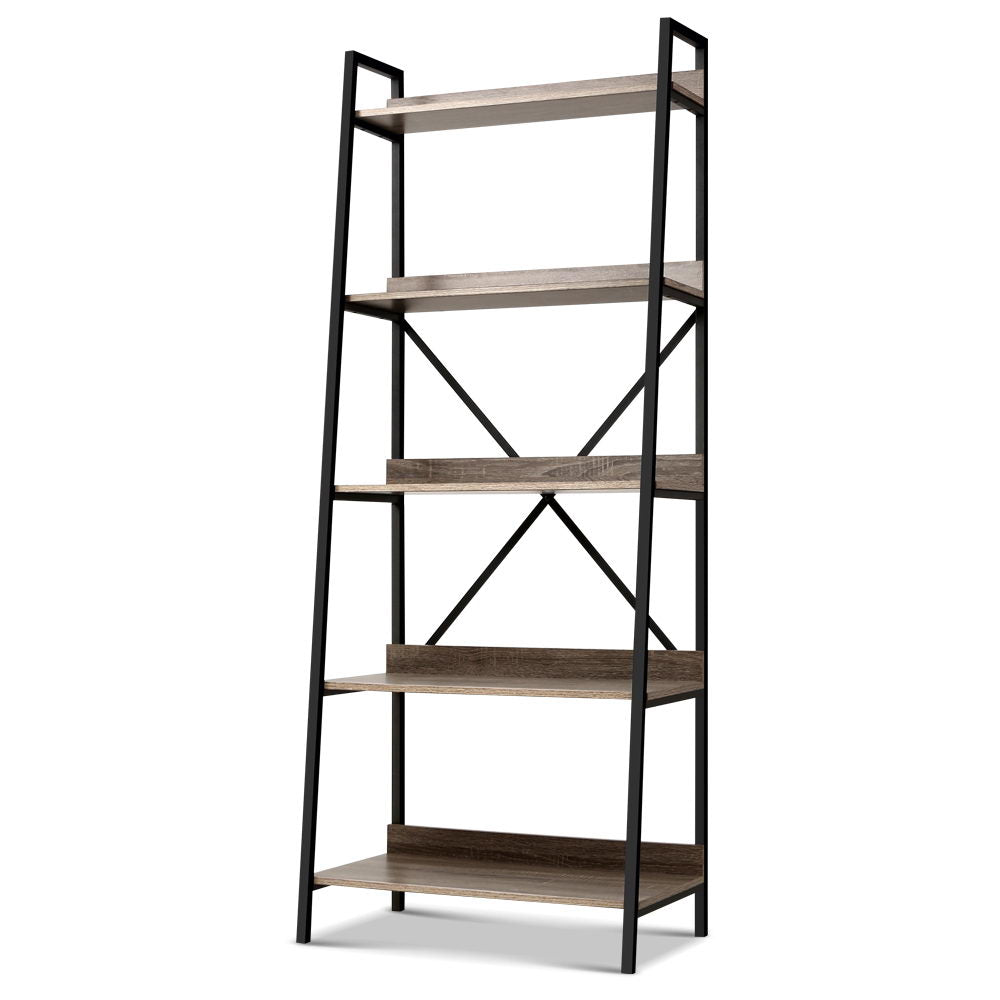 Artiss Bookshelf 5 Tiers - NOR Black and Oak