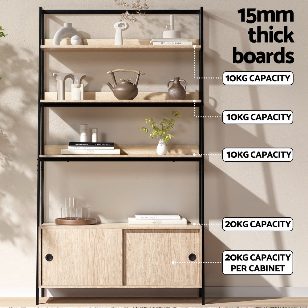 Artiss Bookshelf with Cabinet MIRA Oak