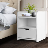 Artiss Bedside Table 1 Drawer with Shelf - FARA White