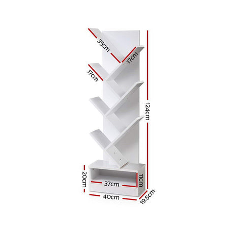 Artiss Tree Bookshelf 7 Tiers - ECHO White