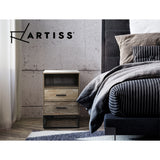 Artiss Bedside Table 2 Drawers with Shelf - BADAN