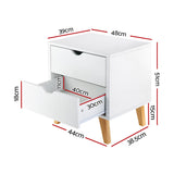 Artiss Bedside Table 2 Drawers - ANDERS White