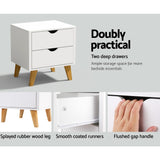 Artiss Bedside Table 2 Drawers - ANDERS White