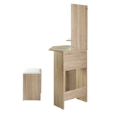 Artiss Dressing Table Stool Set Corner 5 Drawers Oak