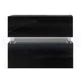 Artiss Bedside Table LED 2 Drawers - LUMI Black