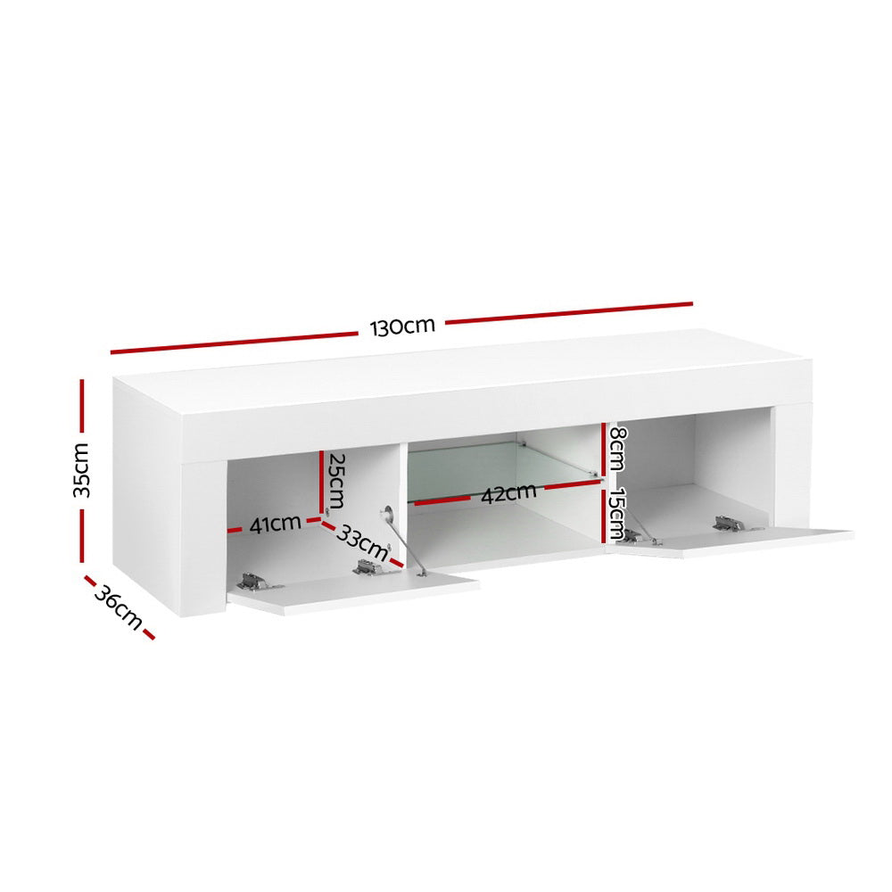 Artiss Entertainment Unit TV Cabinet LED 130cm White Angus