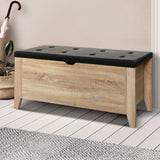 Artiss Storage Ottoman Blanket Box Leather Oak