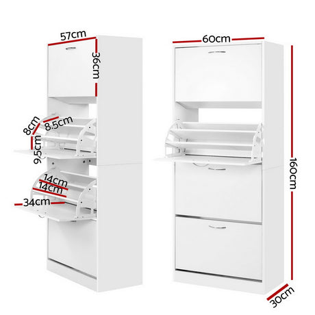 Artiss Shoe Rack Shoes Storage Cabinet 60 Pairs 4 Doors - White