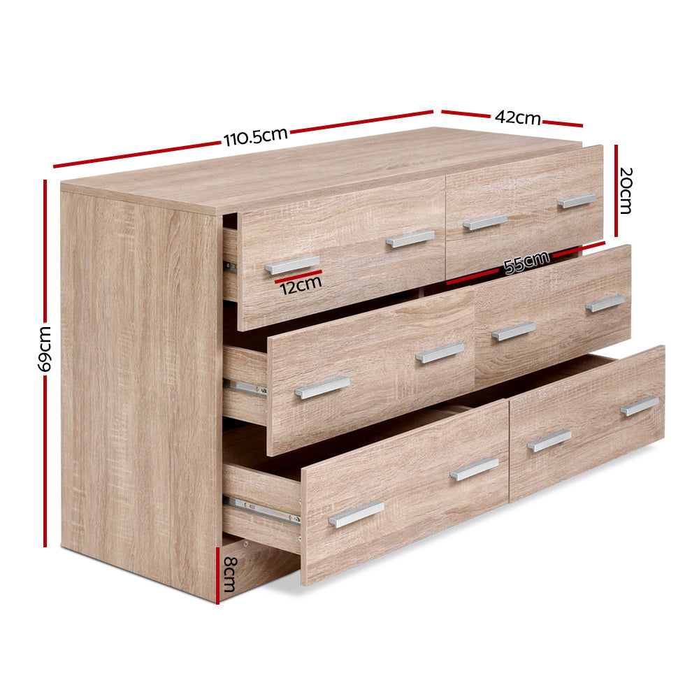 Artiss 6 Chest of Drawers - VEDA Oak