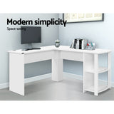 Artiss Computer Desk Shelf L-Shape White 136CM