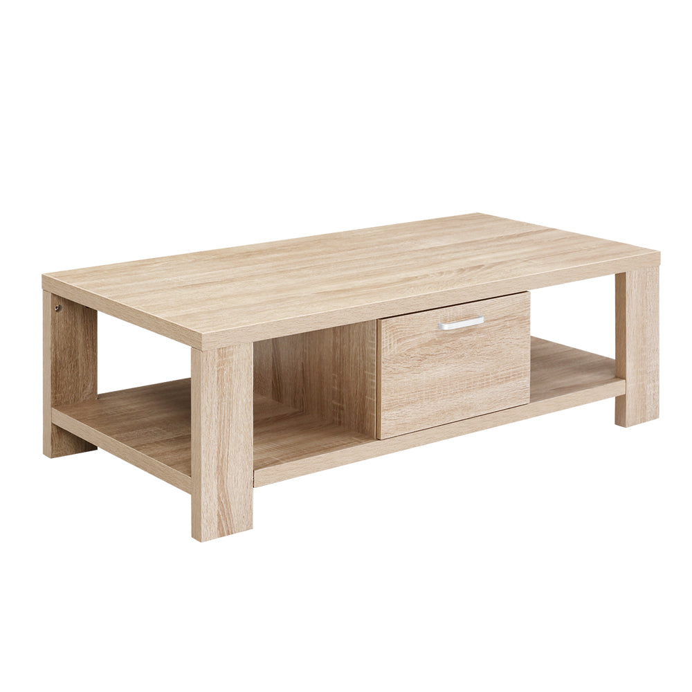 Artiss Coffee Table 1 Drawer Oak Maxi