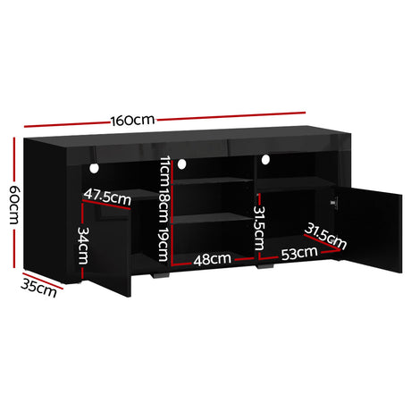 Artiss Entertainment Unit TV Cabinet LED 160cm Black Bobi