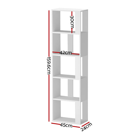 Artiss Bookshelf 5 Tiers - LINA White