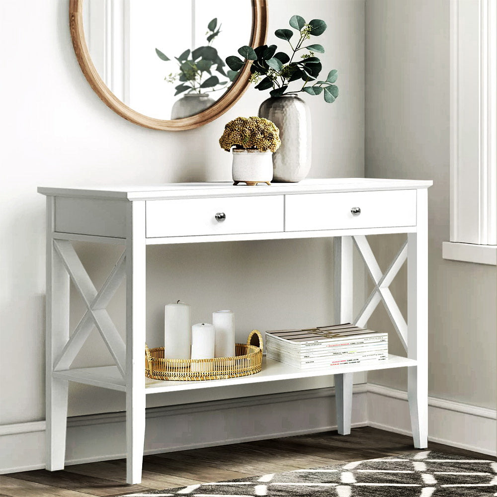 Artiss Console Table 2 Drawers 100CM White Chole