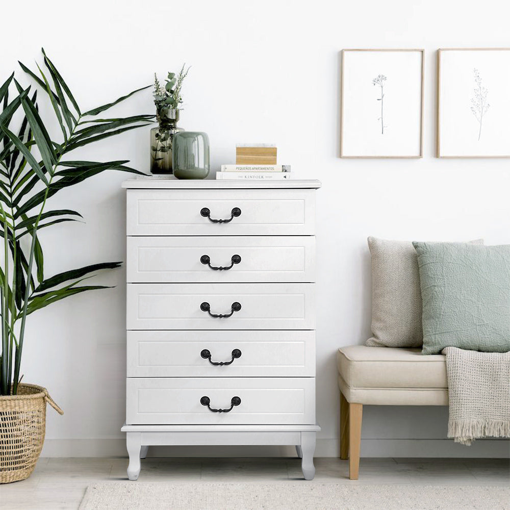 Artiss 5 Chest of Drawers - KUBI White