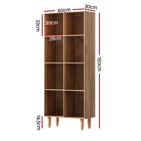 Artiss Bookshelf Bookcase 4 Tiers LEOR Walnut