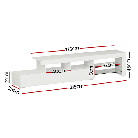 Artiss Entertainment Unit TV Cabinet LED 215cm White Caya