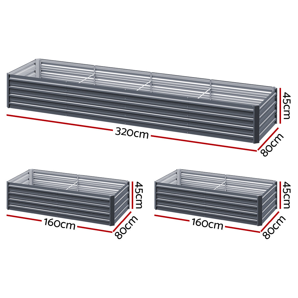 Greenfingers Garden Bed 320X80X45cm Planter Box Raised Container Galvanised Herb