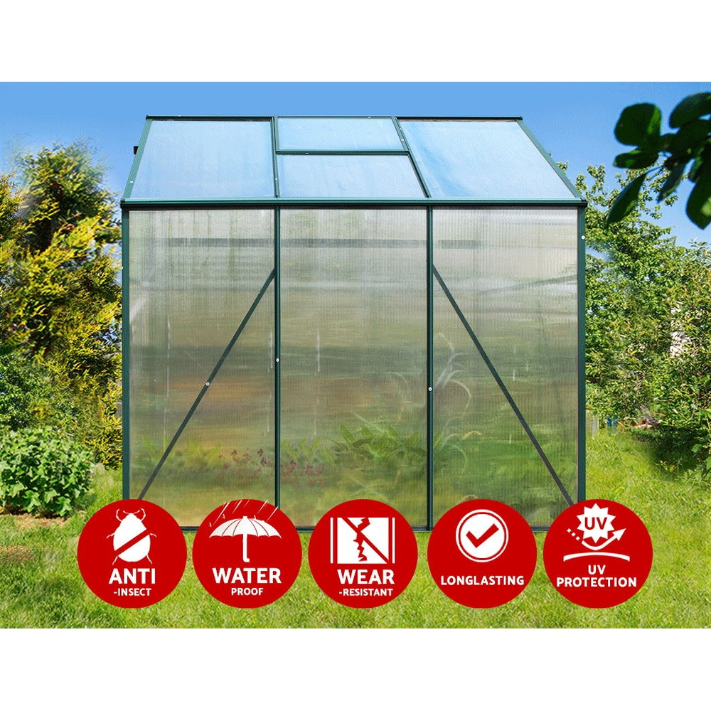 Greenfingers Greenhouse 1.9x1.9x1.83M Aluminium Polycarbonate Green House Garden Shed