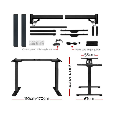 Artiss Standing Desk Motorised Dual Motor Black 140CM