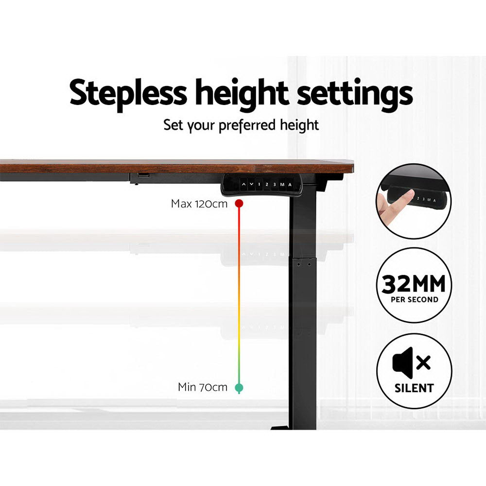 Artiss Standing Desk Motorised Dual Motor Rustic Brwon 140CM