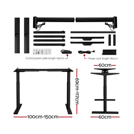 Artiss Standing Desk Motorised Electric Dual Motor Black 120CM