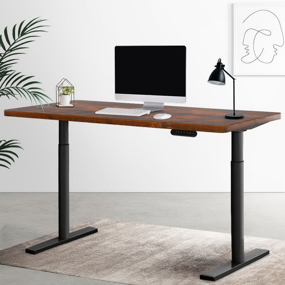 Artiss Standing Desk Motorised Electric Dual Motor Rustic Brown 140CM