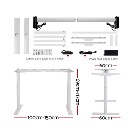 Artiss Standing Desk Motorised Electric Dual Motor 120CM White Oak