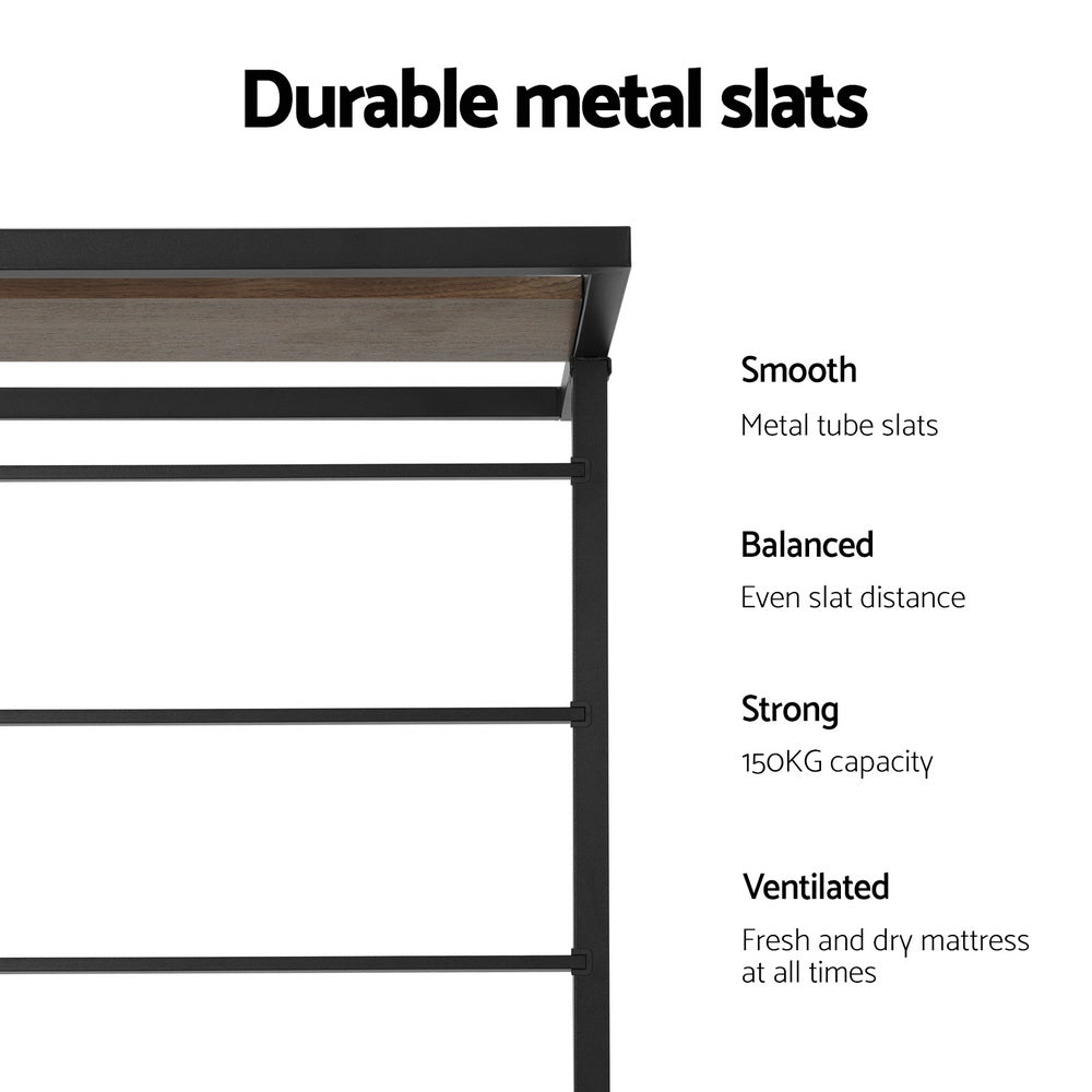 Artiss Bed Frame 2x Single Size Metal Trundle Daybed DEAN