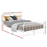 Artiss Bed Frame Metal Frames LEO - Double (White)