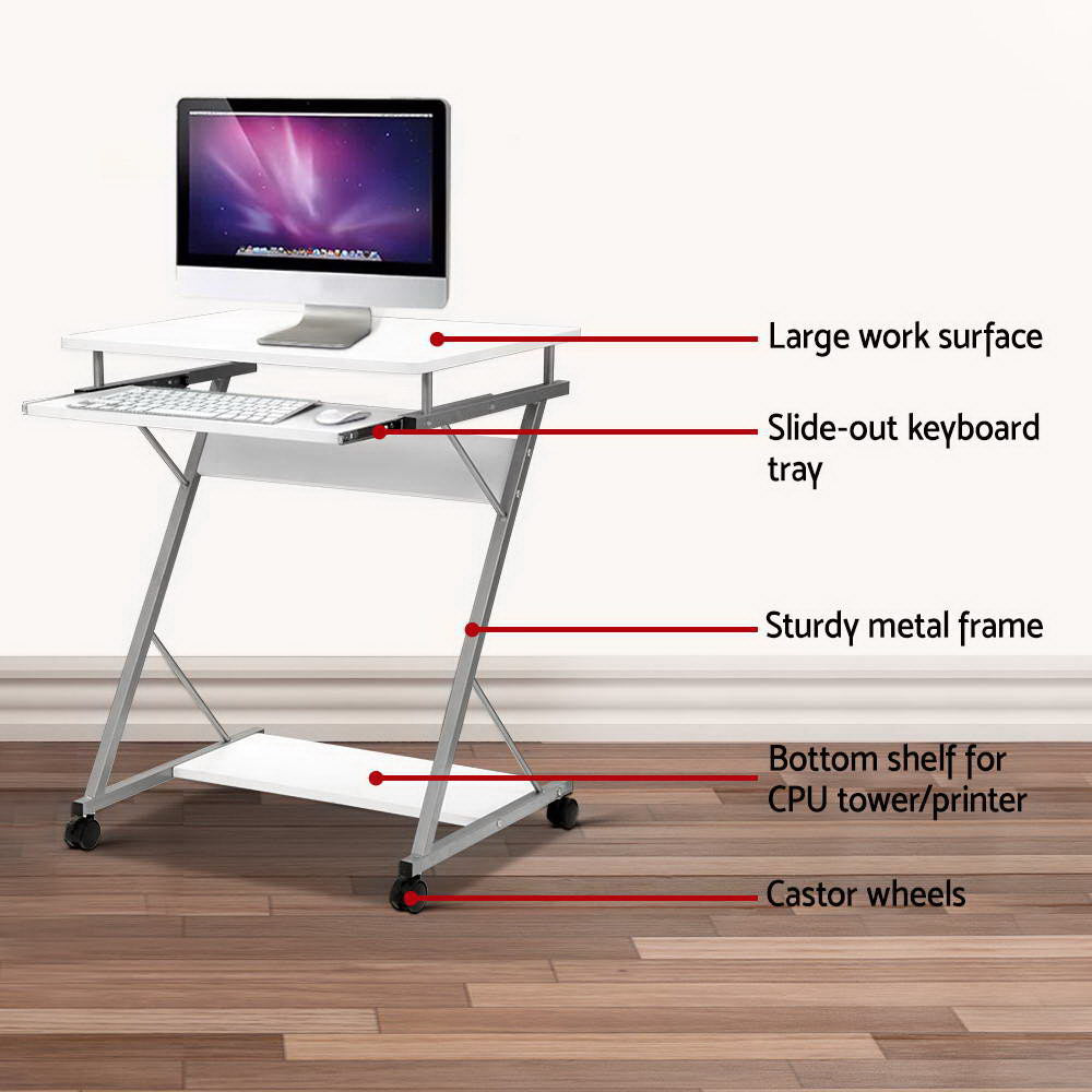 Artiss Computer Desk Keyboard Tray Shelf White 60CM