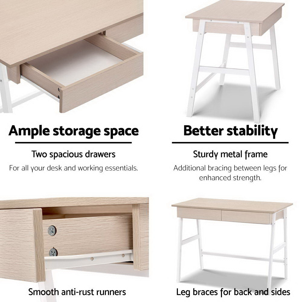 Artiss Computer Desk Drawer Cabinet Oak 100CM