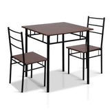 Artiss Dining Table And Chairs Set fo 3 Walnut