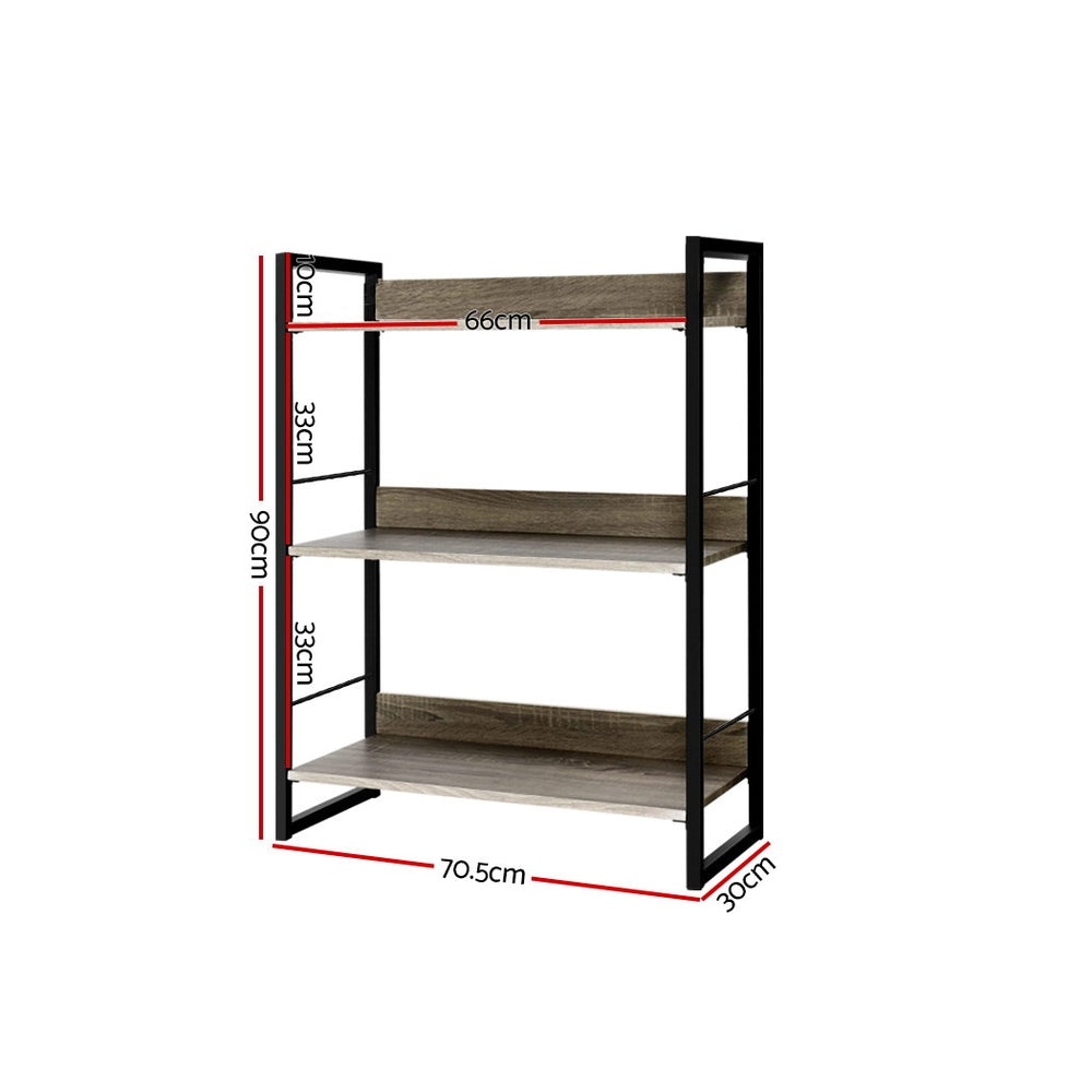 Artiss Bookshelf 3 Tiers - NOE Black and Oak