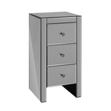 Artiss Bedside Table 3 Drawers Mirrored - QUENN Grey