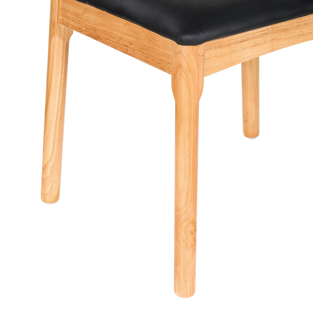 Artiss Dining Chair Rubber Wood Leather Seat Black