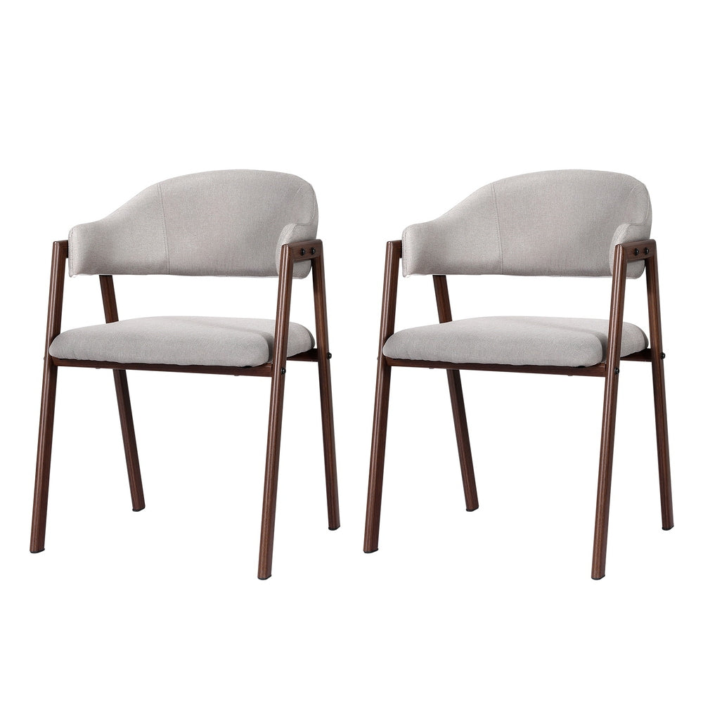 Artiss Dining Chairs Grey Linen Fabric Set Of 2 Nadi