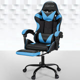 Artiss 2 Point Massage Gaming Office Chair Footrest Cyan Blue