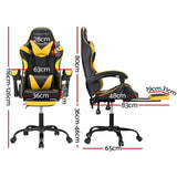 Artiss 2 Point Massage Gaming Office Chair Footrest Yellow