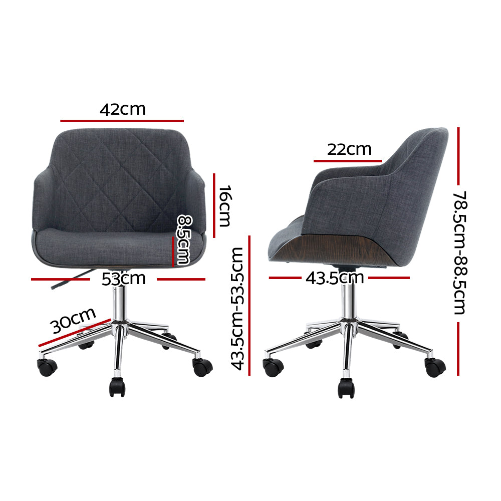 Artiss Wooden Office Chair Fabric Seat Grey