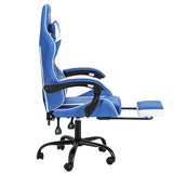 Artiss Gaming Office Chair Executive Computer Leather Chairs Footrest Blue White