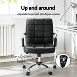 Artiss Office Chair PU Leather Mid Back Black