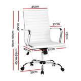 Artiss Office Chair PU Leather Mid Back White