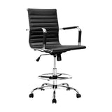 Artiss Office Chair Drafting Stool Leather Chairs Black