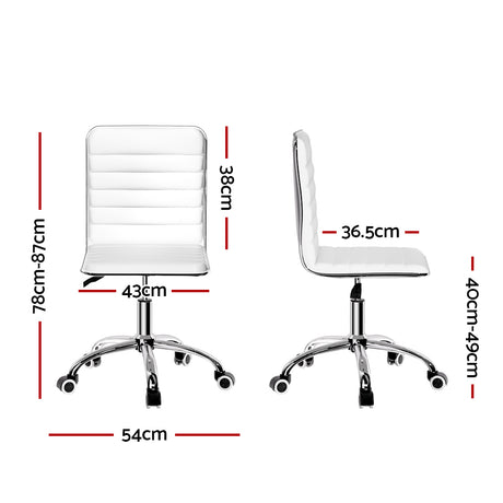 Artiss Office Chair Computer Desk Gaming Chairs PU Leather Low Back White